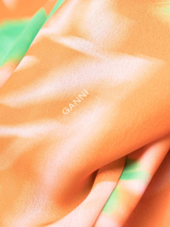 GANNI Midi-jurk met bloemenprint Oranje
