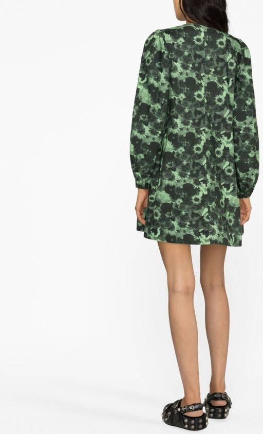 GANNI Mini-jurk met bloemenprint Groen