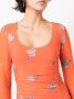 GANNI Midi-jurk met bloemenprint Oranje - Thumbnail 5