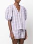 GANNI Geruite blouse Paars - Thumbnail 3