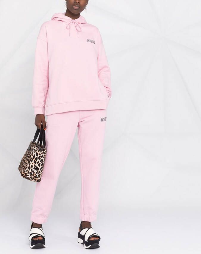 GANNI Hoodie met geborduurd logo Roze