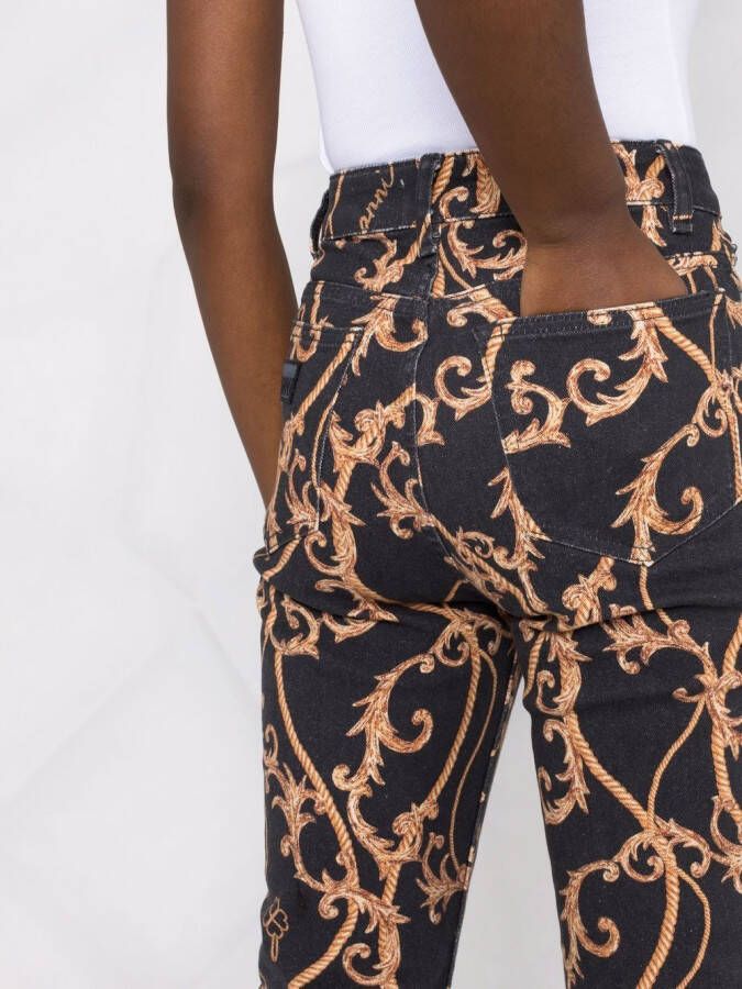 GANNI Jeans met barokprint Zwart