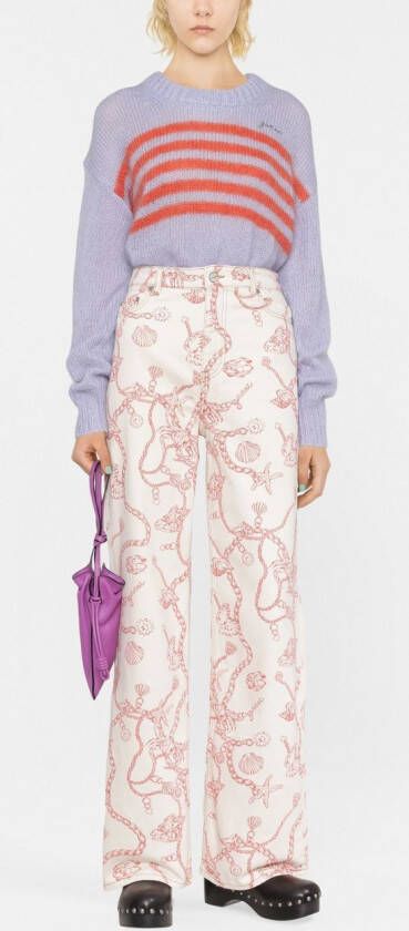 GANNI Jeans met wijde pijpen Beige