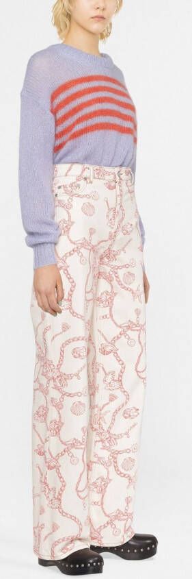 GANNI Jeans met wijde pijpen Beige
