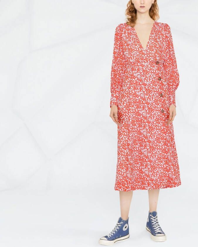 GANNI Jurk met bloemenprint Oranje