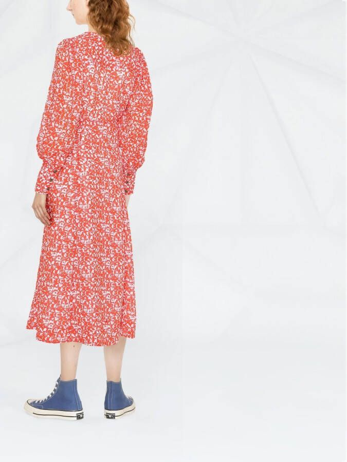 GANNI Jurk met bloemenprint Oranje