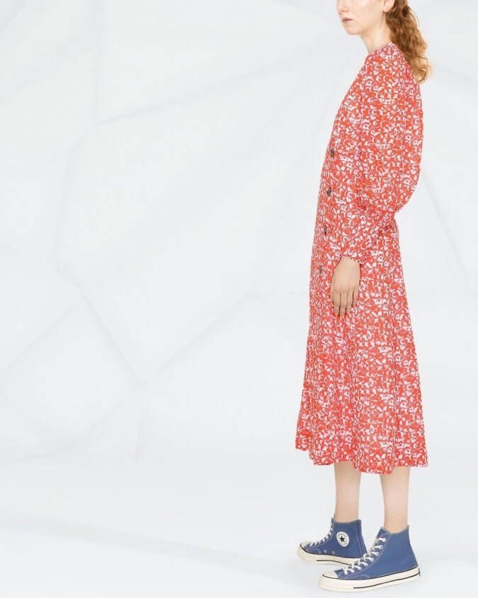 GANNI Jurk met bloemenprint Oranje
