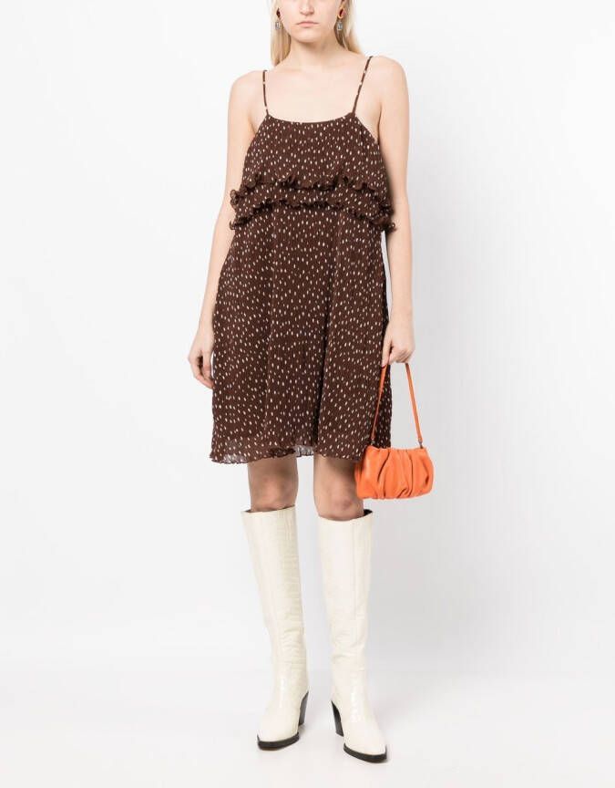 GANNI Midi-jurk met stippen Bruin