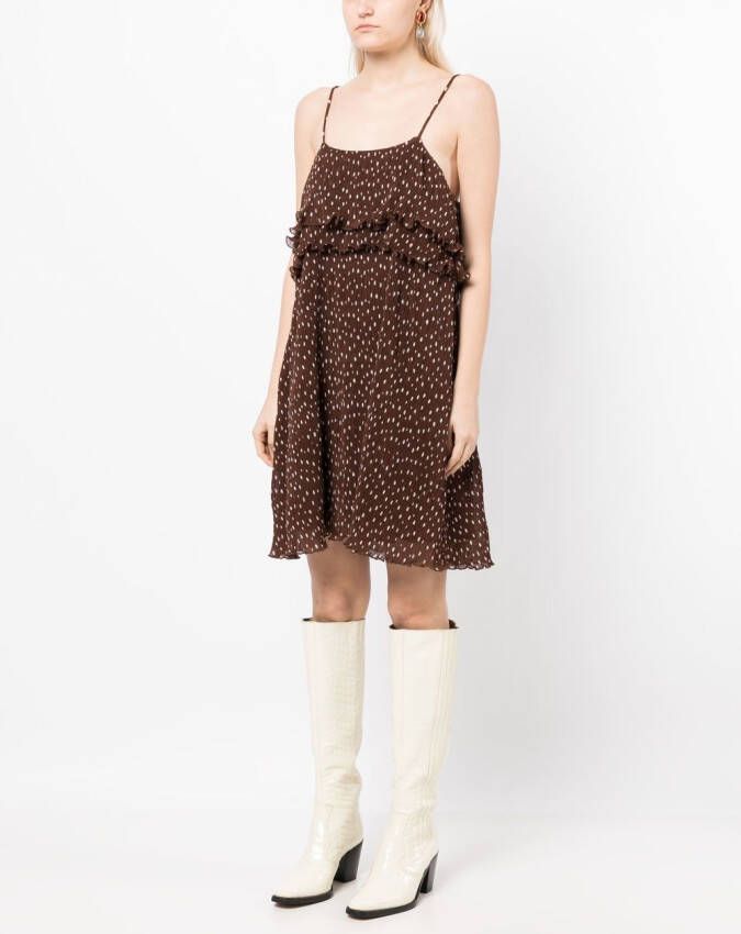 GANNI Midi-jurk met stippen Bruin