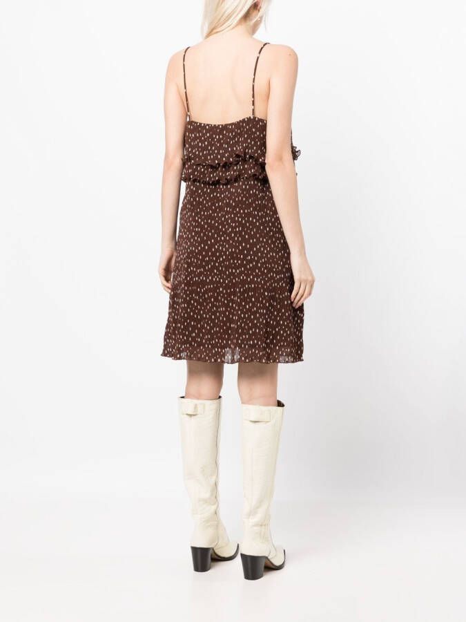 GANNI Midi-jurk met stippen Bruin