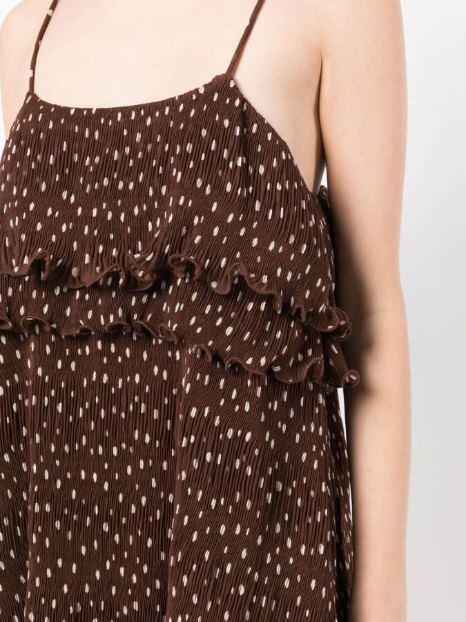 GANNI Midi-jurk met stippen Bruin