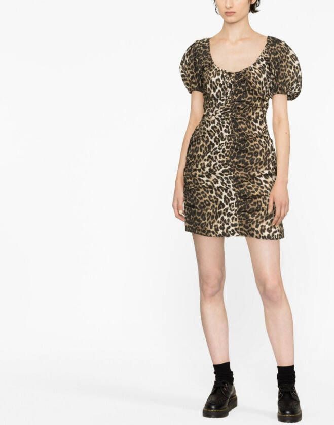 GANNI Shiftjurk met luipaardprint Bruin