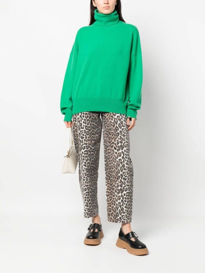 GANNI Jeans met luipaardprint Beige