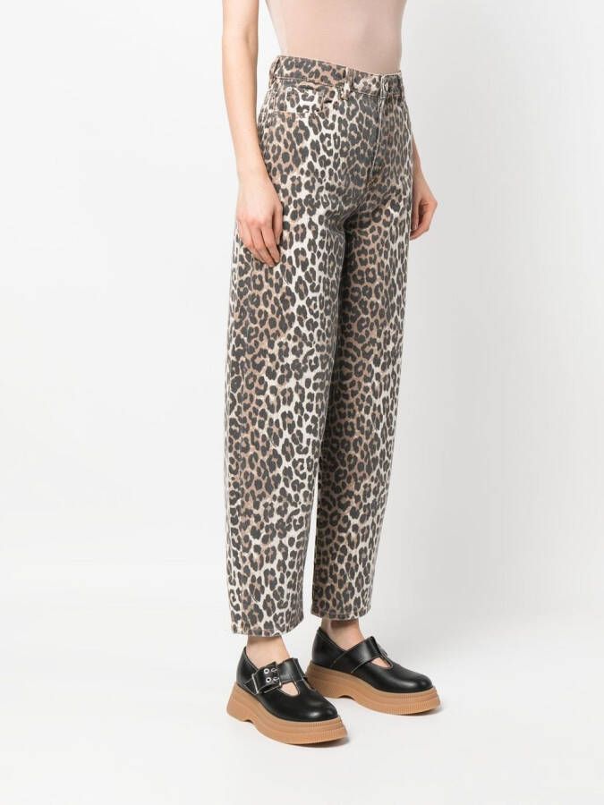GANNI Jeans met luipaardprint Beige