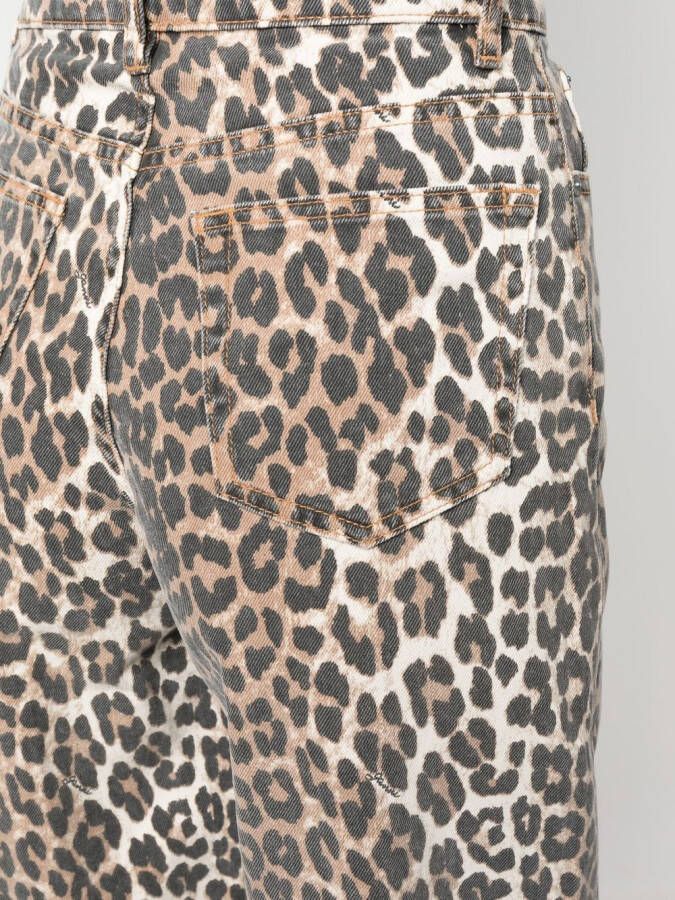 GANNI Jeans met luipaardprint Beige