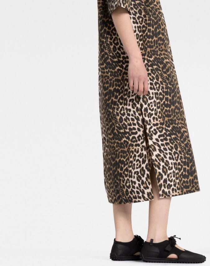 GANNI Jurk met luipaardprint Bruin