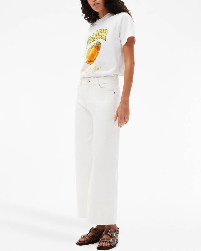 GANNI T-shirt met logoprint Wit