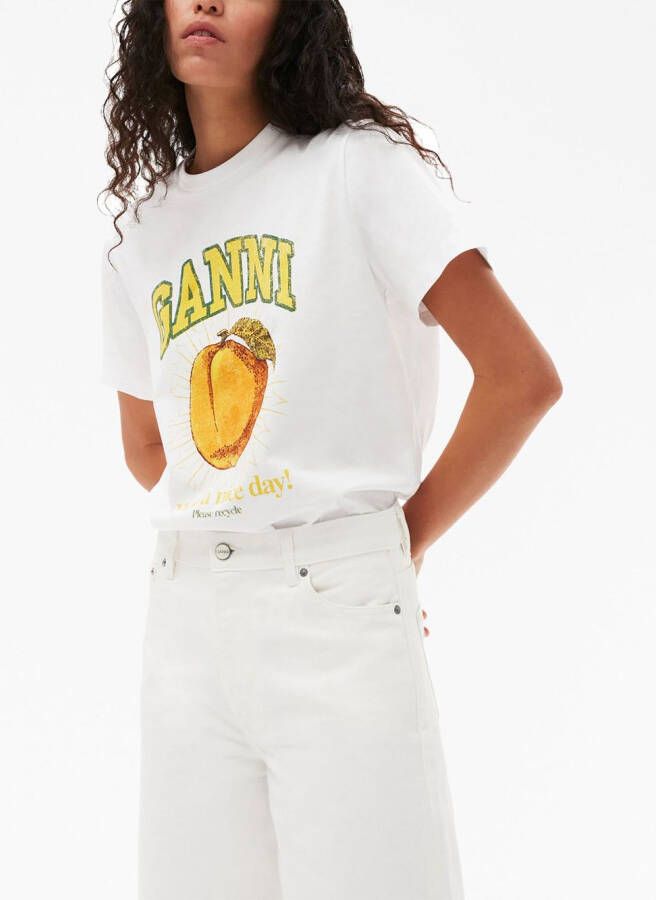 GANNI T-shirt met logoprint Wit