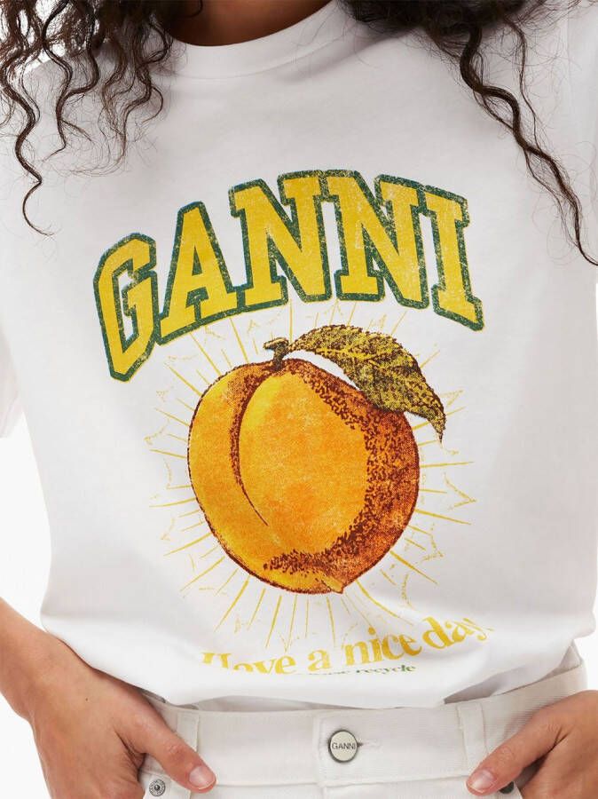 GANNI T-shirt met logoprint Wit