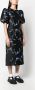 GANNI Midi-jurk met bloemen jacquard Zwart - Thumbnail 3