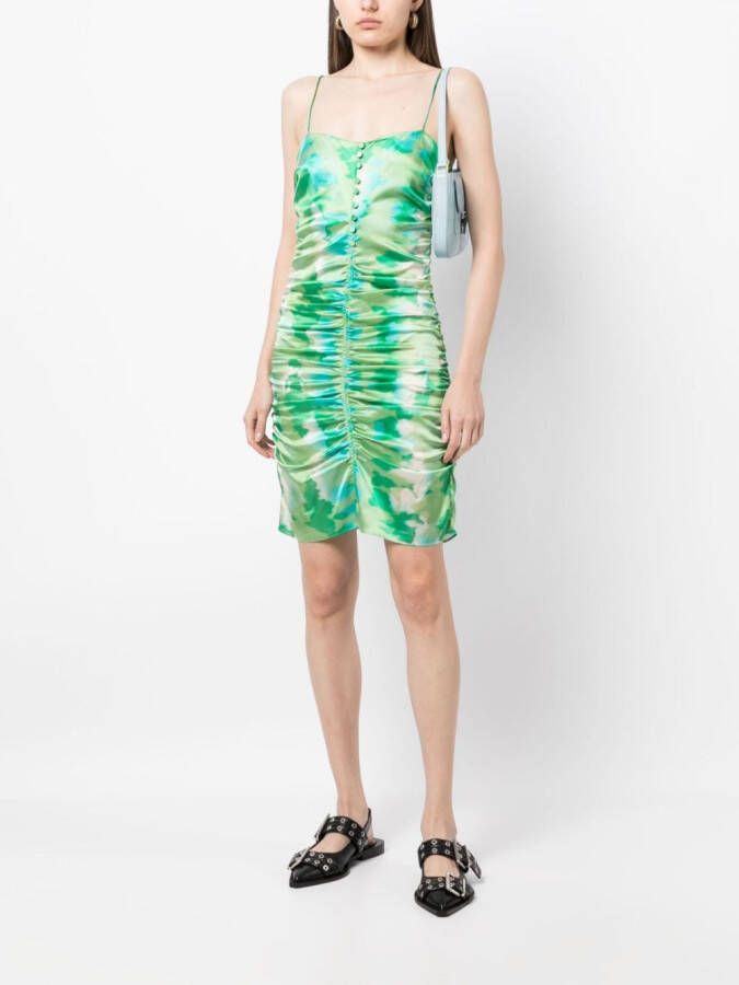 GANNI Midi-jurk met ruches Groen