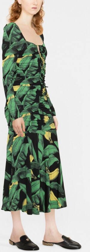 GANNI Midi-jurk met ruches Groen