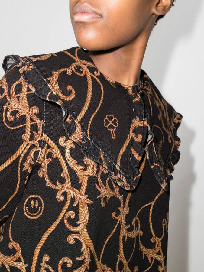 GANNI Mini-jurk met barokprint Zwart