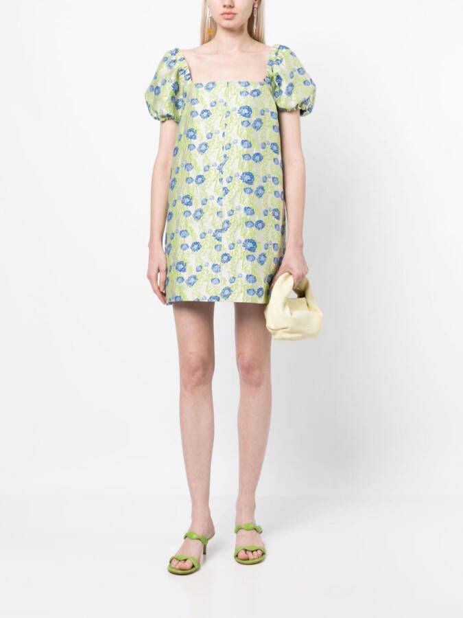 GANNI Mini-jurk met bloemjacquard Wit
