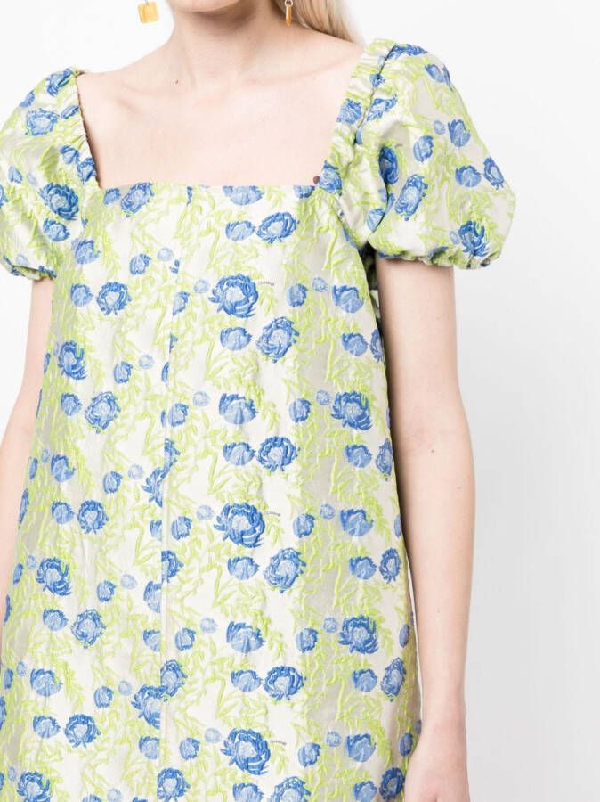 GANNI Mini-jurk met bloemjacquard Wit