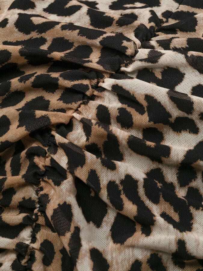 GANNI Mini-jurk met luipaardprint Bruin