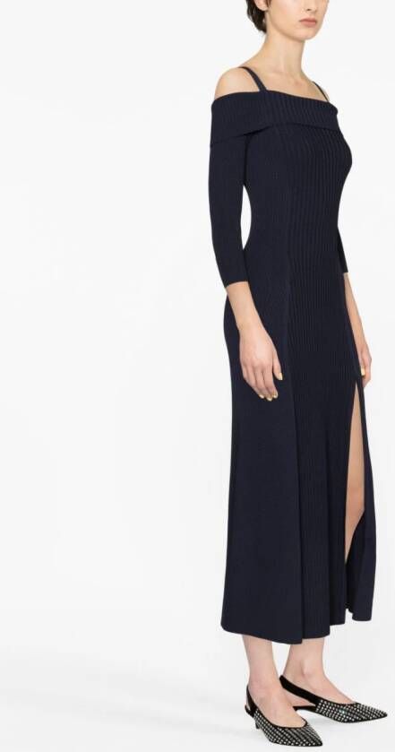 GANNI Off-shoulder midi-jurk Blauw
