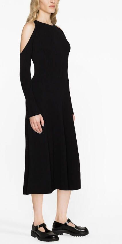 GANNI Midi-jurk met uitgesneden details Zwart