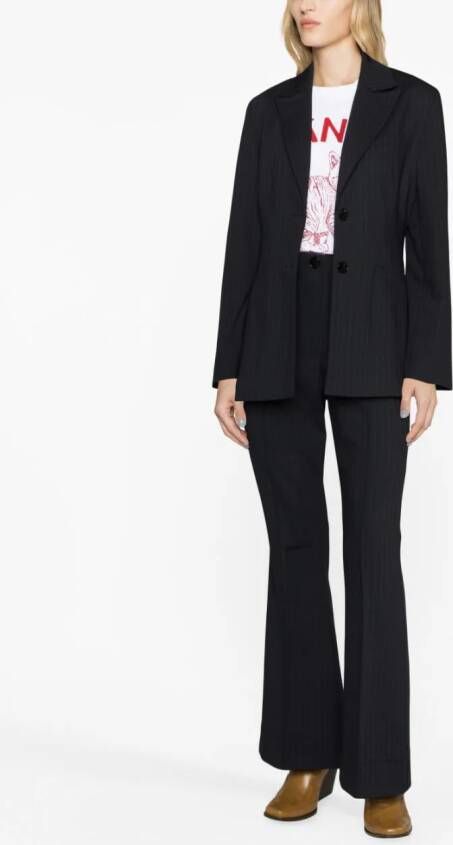 GANNI Broek met krijtstreep Blauw