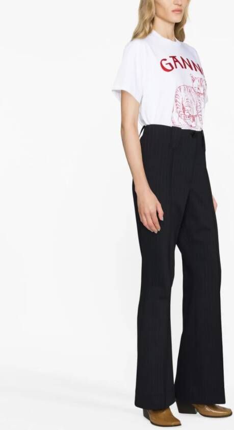 GANNI Broek met krijtstreep Blauw