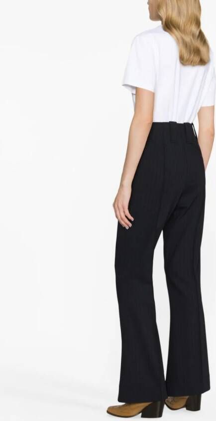 GANNI Broek met krijtstreep Blauw
