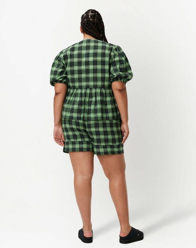 GANNI Geruite shorts Groen