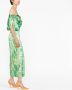 GANNI Off-shoulder zijden jurk met print Groen - Thumbnail 3