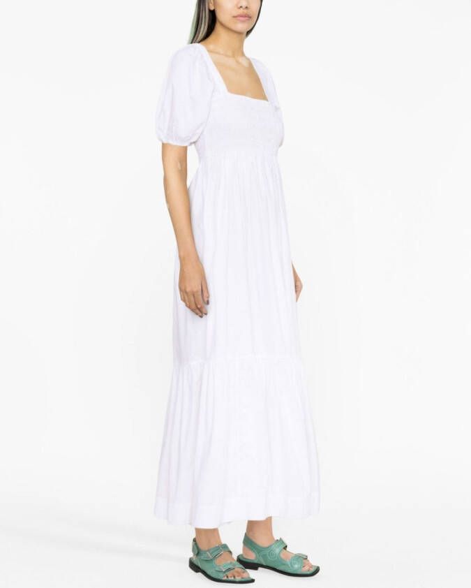 GANNI Maxi-jurk met pofmouwen Wit