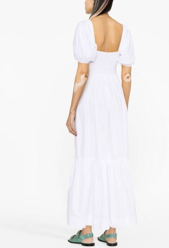 GANNI Maxi-jurk met pofmouwen Wit