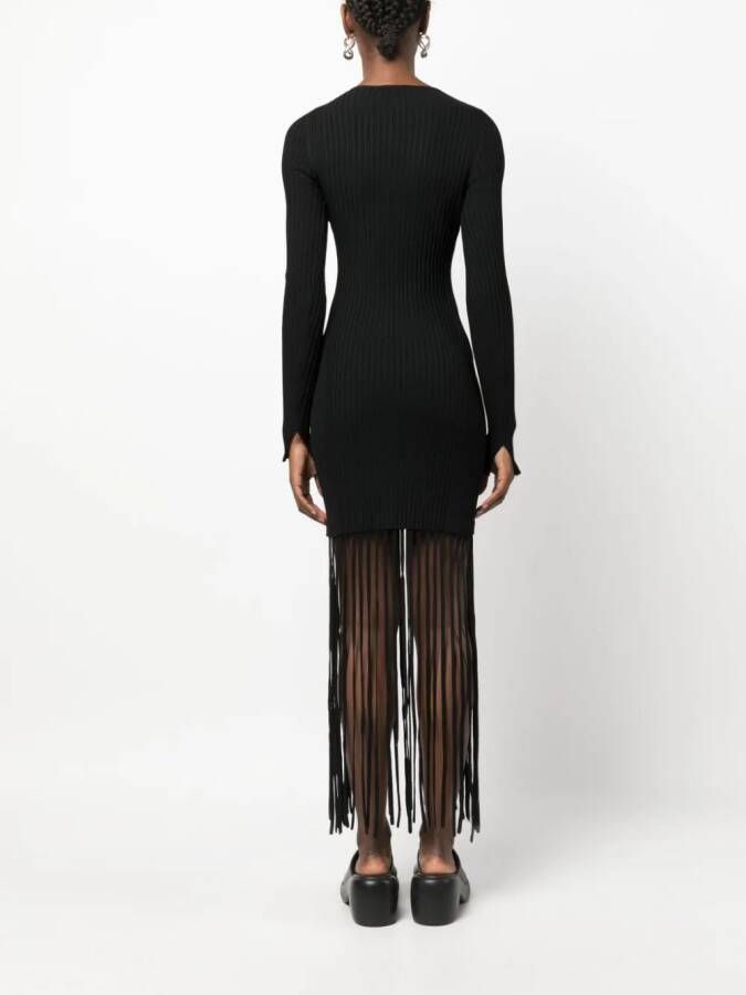GANNI Ribgebreide mini-jurk Zwart