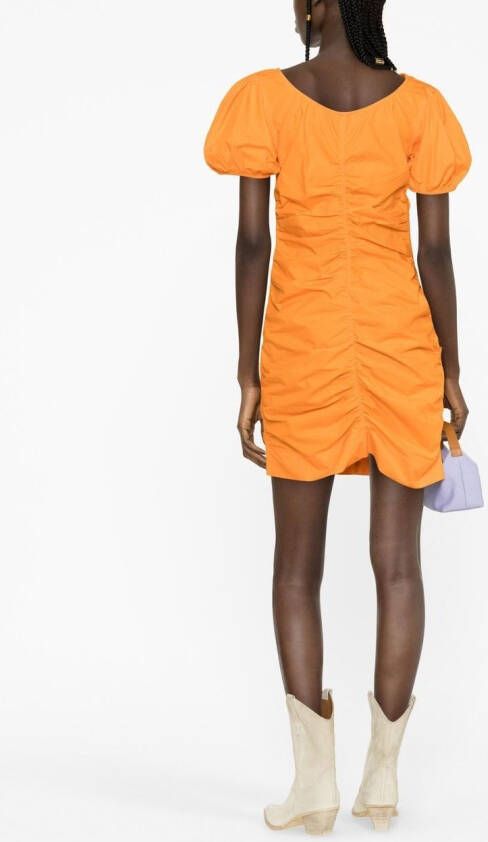 GANNI Mini-jurk met pofmouwen Oranje