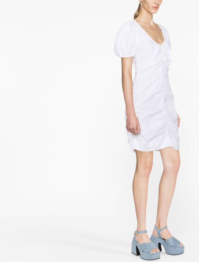 GANNI Mini-jurk met pofmouwen Wit