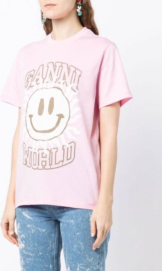 GANNI Ruimvallend T-shirt Roze