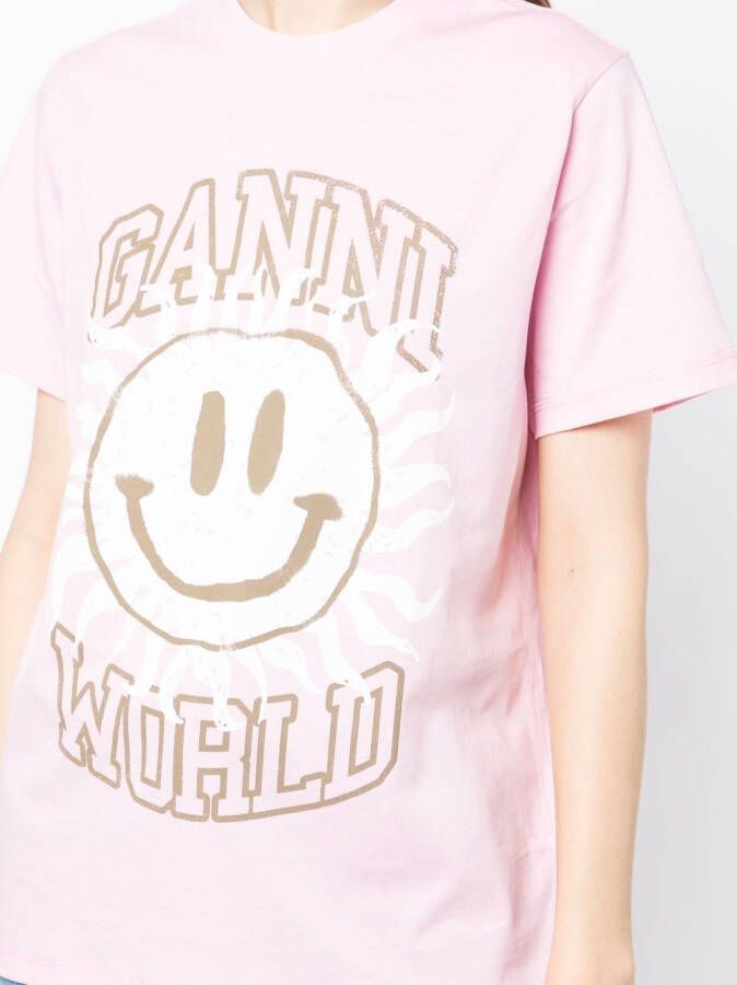 GANNI Ruimvallend T-shirt Roze