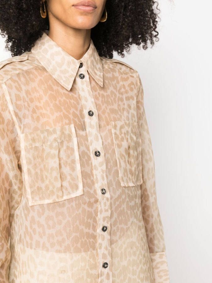 GANNI Semi-doorzichtige blouse Beige