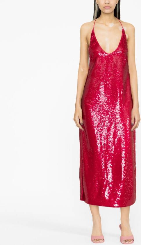 GANNI Midi-jurk verfraaid met pailletten Roze