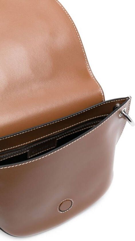GANNI Shopper met logo-reliëf Bruin