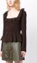 GANNI Gesmockte blouse Bruin - Thumbnail 3
