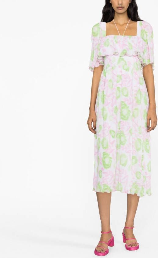 GANNI Jurk met gesmockte taille Roze