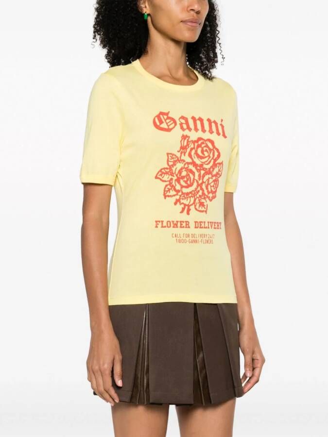 GANNI T-shirt met print Geel